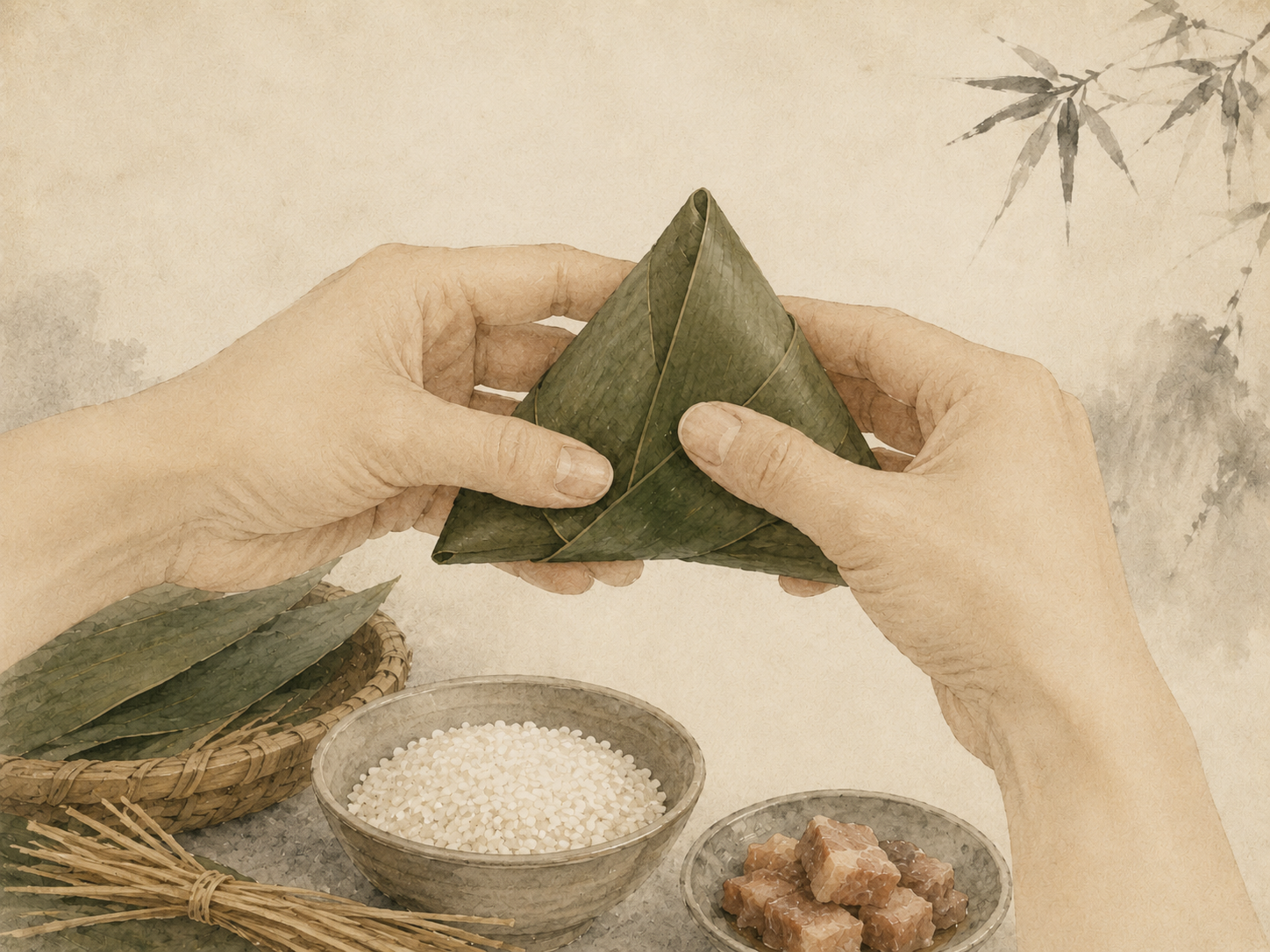 合叶成形 / Folding the leaf to a triangle